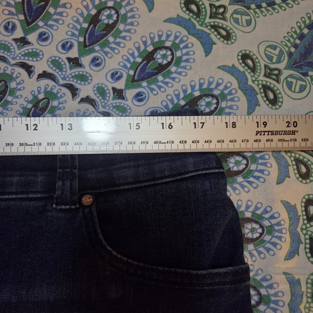 Indigo Poppy Denim Cargo Skirt 14 Midi Stretch 34" Waist Faded Dark Wash Y2K - Picture 7 of 8